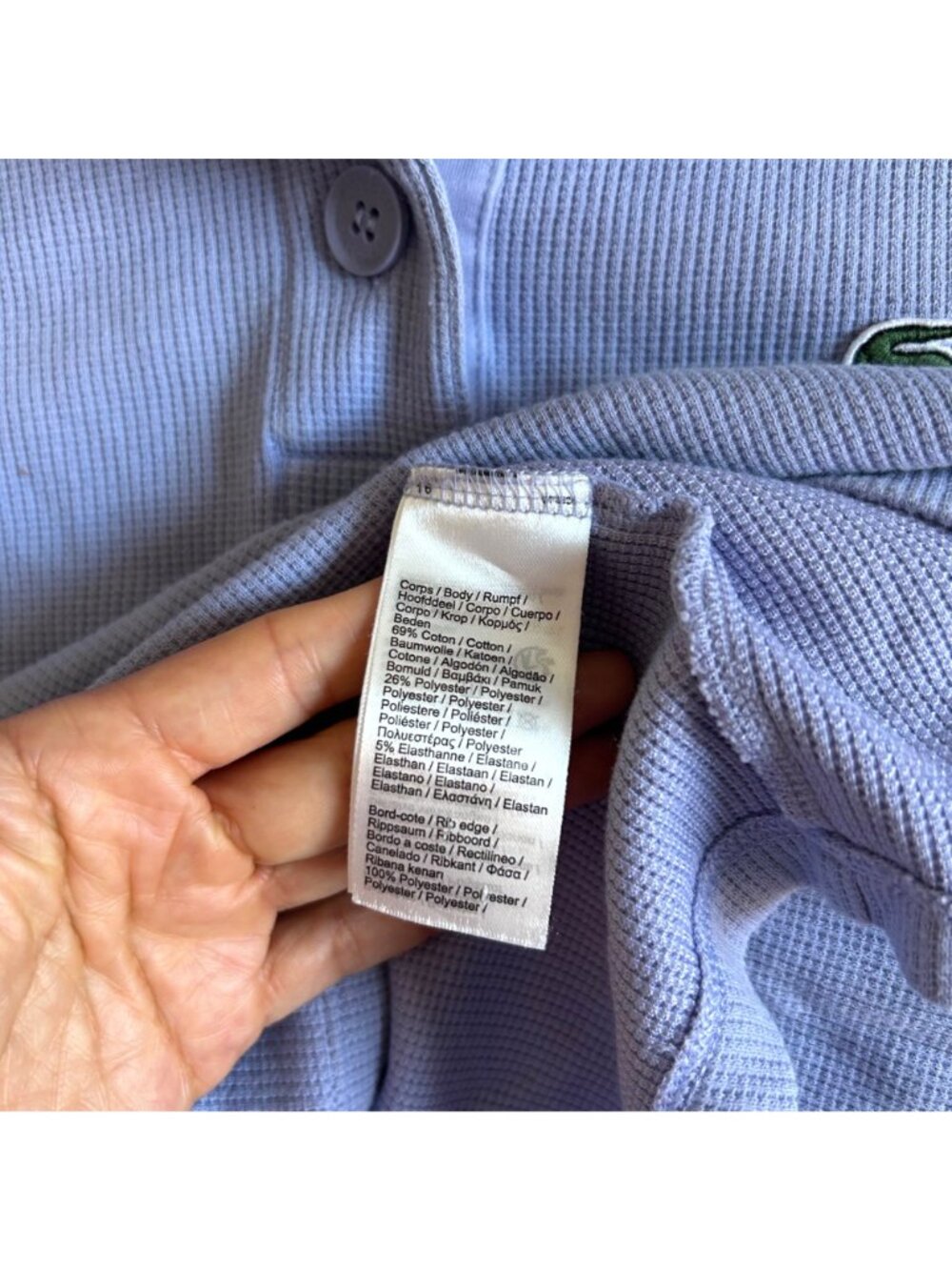 Lacoste Lavender Knit Polo with Pink Collar and Yellow Stripe - Picture 7 of 11